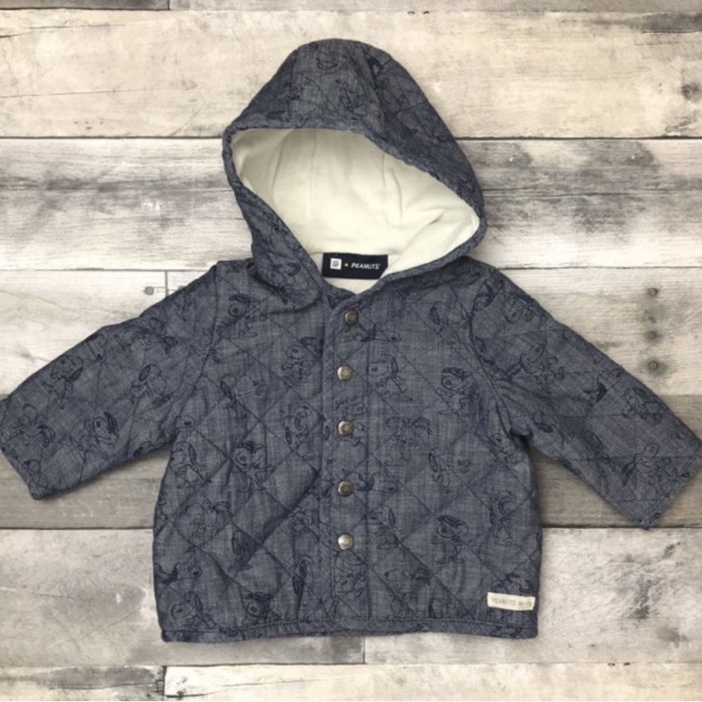 🐇 Baby Gap | Peanuts Chambray Soft Coat Jacket